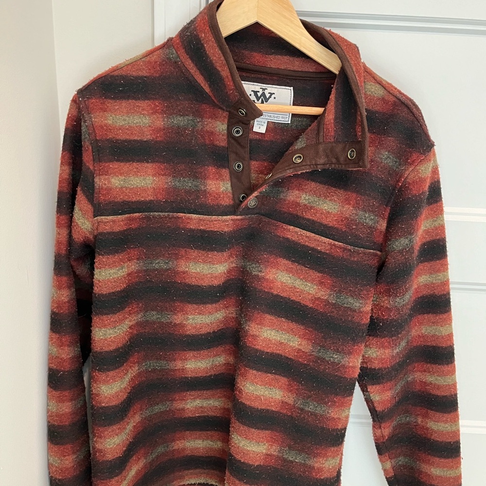 John Wayne Striped Pullover Sweater - Red and Brown